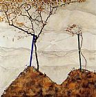 Egon Schiele Canvas Paintings - Autumn Sun I